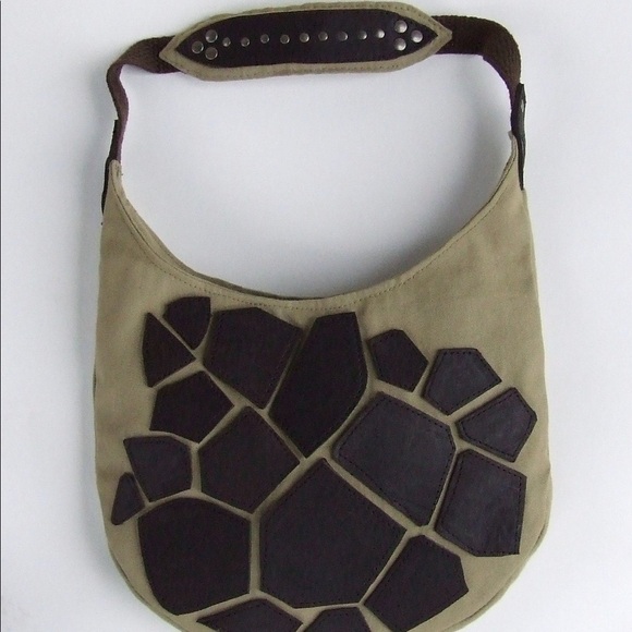 Handmade leather and canvas bag tote purse giraffe - Picture 2 of 5